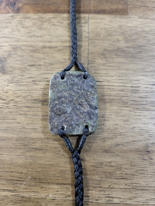 pounamu bracelet (rounded rectangle) on black cord